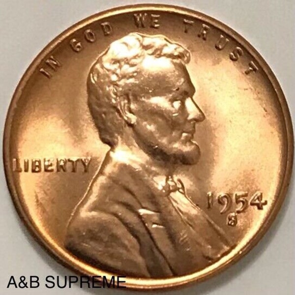 1954 S Lincoln Wheat Cent Bronze Penny Gem Bu Uncirculated