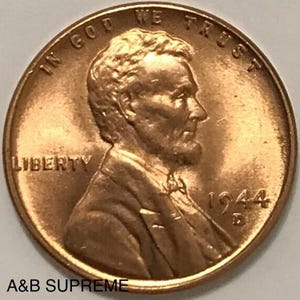 Rol (50) 1944 D Lincoln Wheat Cent Penny 'Stunning Red Gems', niet-gecirculeerd