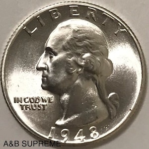 1948 S Washington Quarter Gem Bu Uncirculated 90% Silver