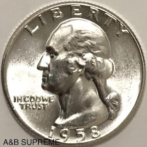 1958 D Washington Quarter Aus OBW Roll Nachlass CHOICE-GEM Bu Unc. 90% Silber