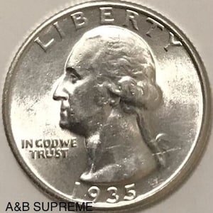 1935 Washington Quarter Gem Bu Uncirculated 90% Silver