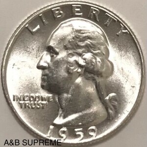 1959 Washington Quarter Gem Bu Uncirculated 90% Silver