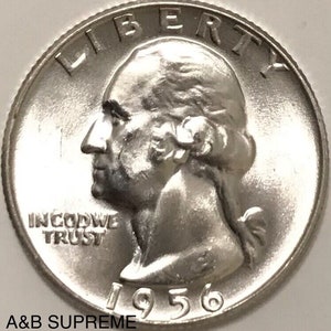 1956 D Washington Quarter Gem Bu Uncirculated 90% Silver