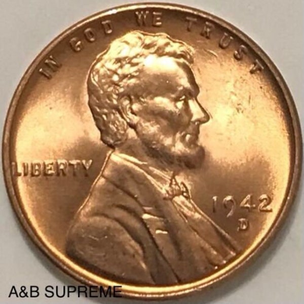 1942 D Lincoln Wheat Cent Bronze Penny Gem Bu Uncirculated