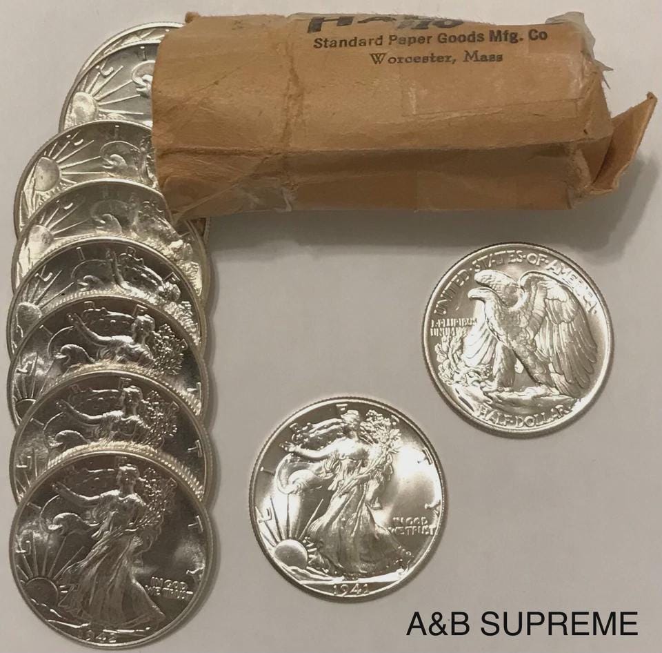 1) Walking Liberty Half Dollar From OBW Roll Estate Hoard CH-GEM Bu  Uncirculated 90% Silver - Etsy