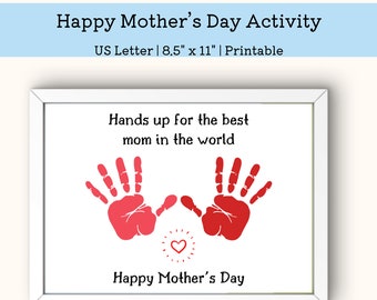 PRINTABLE Mother's Day handprint Art Craft For Kids, I love Mom, Preschool Activities, Kindergarten, Baby First  Keepsake Handprint