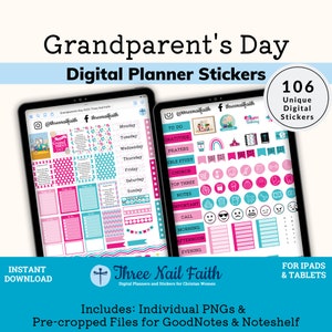 Grandparents Day Digital Sticker 2022, Faith Bible Verse Christian Digital Stickers For Planners, GoodNotes Elements Stickers, PNG Sticker