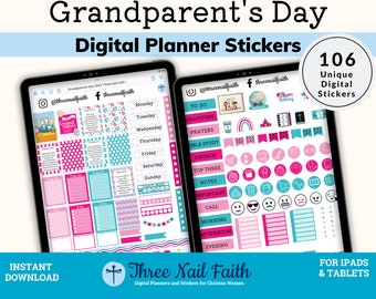 Grandparents Day Digital Sticker 2022, Faith Bible Verse Christian Digital Stickers For Planners, GoodNotes Elements Stickers, PNG Sticker