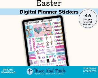 Easter Digital Sticker, Christian Digital Stickers For Planners, 2022, Good Friday, Faith Bible Verse, GoodNotes Pre-cropped Stickers, PNG