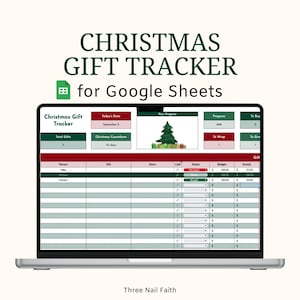 Christmas Gift Tracker Spreadsheet, Google Sheets, Holiday Gift Planner Organizer, Gift Budget