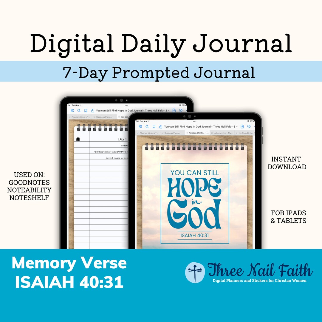 7 Day Scripture Memory Verse Digital Journal, Isaiah 40:31 You Can ...