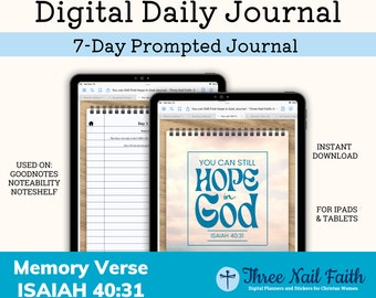 7-Tage-Schrift Memory Vers Digital Journal, Jesaja 40:31 Sie können immer noch auf Gott hoffen, Journaling für Bibelstudien im christlichen Glauben, tägliches Journaling