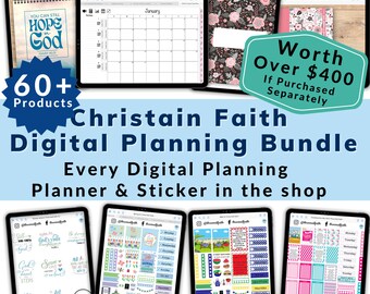 Digital Planning Bundle Everything in Shop, 2024 Faith Digital Planner, Digital Sticker, Prayer Journal, Digital devotional, Christian Women