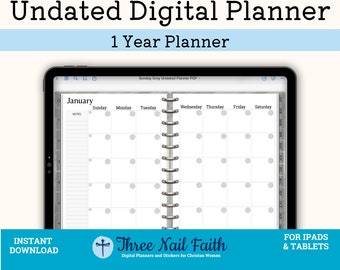 Undated Digital Planner, Minimalist Planner, Faith Planner, Hyperlinked Planner PDF, GoodNotes, Notability, Month, weekly, daily sheets