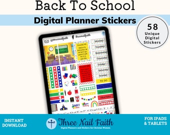 Back to School Digital Planner Stickers, Christian Stickers For Planner, 2022, Faith Bible Verse, GoodNotes Pre-cropped Sticker, PNG Sticker