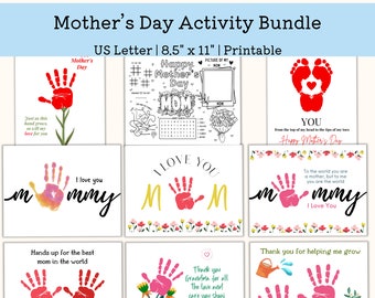 PRINTABLE Mother's Day handprint Art Craft For Kids Bundle and placemat, Preschool Activities, Kindergarten, Baby First  Keepsake Handprint