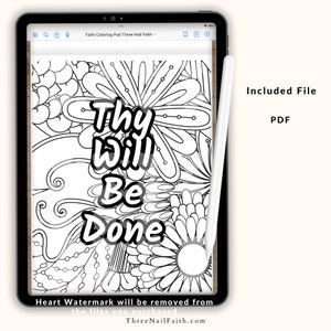 Close view of one of the pages in Faith Digital Coloring book with 40 coloring pages