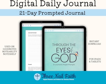 Through the Eyes Of God  21 Day Digital Prompted Journal, Christian Faith Journal, Digital Journal for Christian Women, Goodnotes 2023