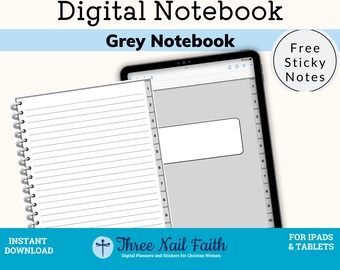 Digital Notebook Grey, GoodNotes Notebook, Digital Journal, Hyperlinked PDF, iPad Notebook, Notability Notebook, Digital Diary, Notepad
