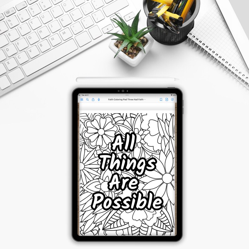 close view of one of the pages in Faith Digital Coloring book with 40 coloring pages