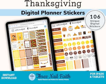 Thanksgiving Digital Aufkleber 2022, Glaube Bibel Vers Christliche Digitale Aufkleber für Planer, GoodNotes Elements Aufkleber, PNG Aufkleber