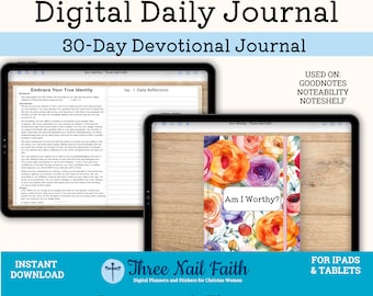 Am I Worthy 30 Day Daily Devotional Digital Journal, Christian Faith Journal, Digital Devotional Journal for Christian Women, Goodnotes 2023