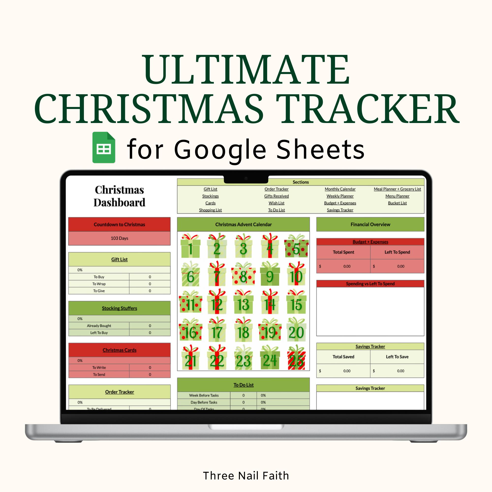 Ultimate Christmas Tracker Spreadsheet Google Sheets, Gift Tracker, Card Tracker, Holiday Meal, Holiday Gift Planner Organizer, Gift Budget