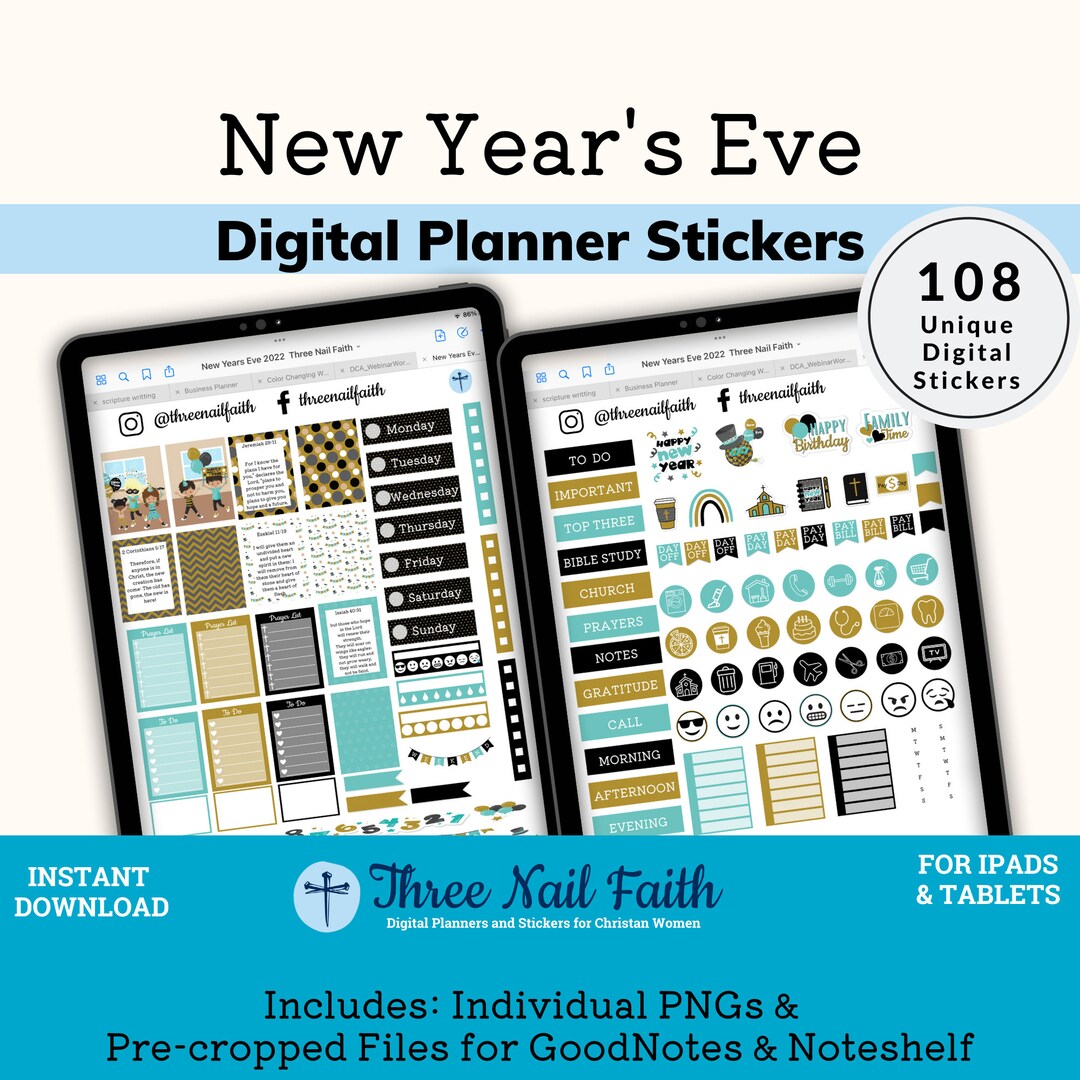 New Years Eve Digital Sticker, New Year New You Faith Bible Verse ...