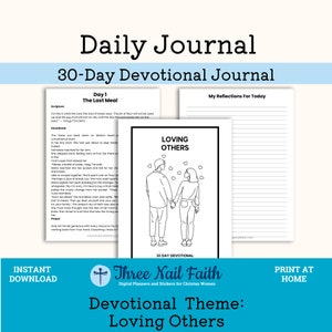 Loving Others 30-Day PRINTABLE Devotional Journal, Christian Faith Journal, Print at Home Journal for Christian Women