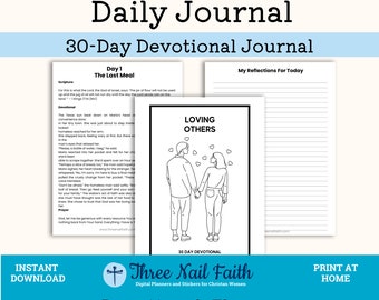 Loving Others 30-Day PRINTABLE Devotional Journal, Christian Faith Journal, Print at Home Journal for Christian Women