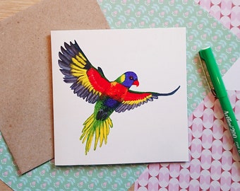 Greeting Card, Giftcard, Australian Art, Sustainable Recycled Paper, Bird, Australian Bird, Rainbow Lorikeet - Alisha Marie Dyer