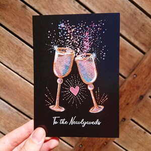 Wedding card, Newlyweds, Congratulations card, champagne, celebration, A6 card