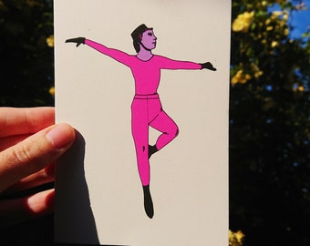 Ballet Boy, dancer, male dancer, diverse humans, A6 greeting card