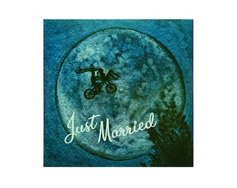Wedding card, Newlyweds, Just Married, romantic square greeting card, moon