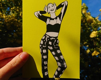 Party Pants, Greeting Card, happy, fun, bright, yellow, A6 card