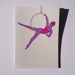 Hoop, dancer, aerial, acrobat, performer, A6 card