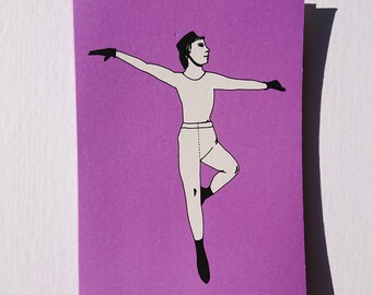 Ballet Boy Black & White, Greeting Card, Diverse Human, LGBTQIA+, ballerina, dancer