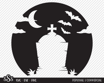 Spooky Tombstone SVG, Cut File, Halloween Shirt Design, Graveyard Rip Gravestone, Haunted House Decor, Cross, Cricut, Silhouette, DXF, PNG