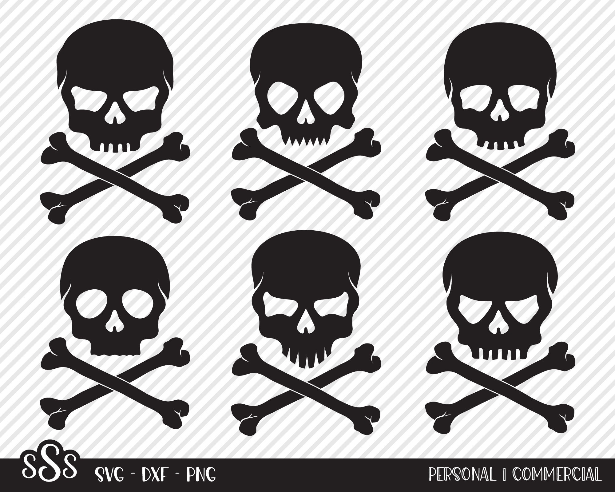 Skull Crossbones Bundle Svg Cut File Halloween Skeleton Skulls
