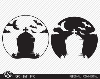 Tombstone Bundle SVG, Cut File, Halloween Shirt Design, Graveyard Rip Gravestone, Haunted House Decor, Cross, Cricut, Silhouette, DXF, PNG