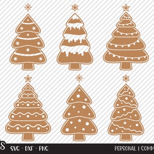 Pacote de árvore de Natal de pão de gengibre SVG, arquivo cortado, design de camisa de férias, decoração divertida de casa de inverno, guloseima assada, cricut, silhueta, DXF, PNG
