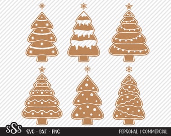 Peperkoek kerstboom bundel SVG, gesneden bestand, vakantie shirt ontwerp, leuke winter home decor, gebakken traktatie, Cricut, silhouet, DXF, PNG