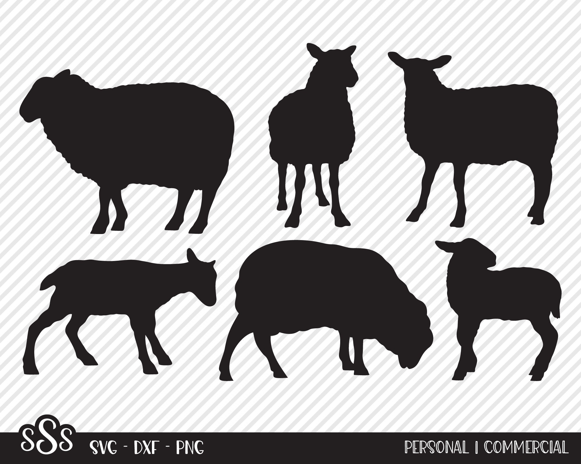 Sheep Bundle SVG, Cut File, Country Shirt Design Assets, Happy Lamb ...