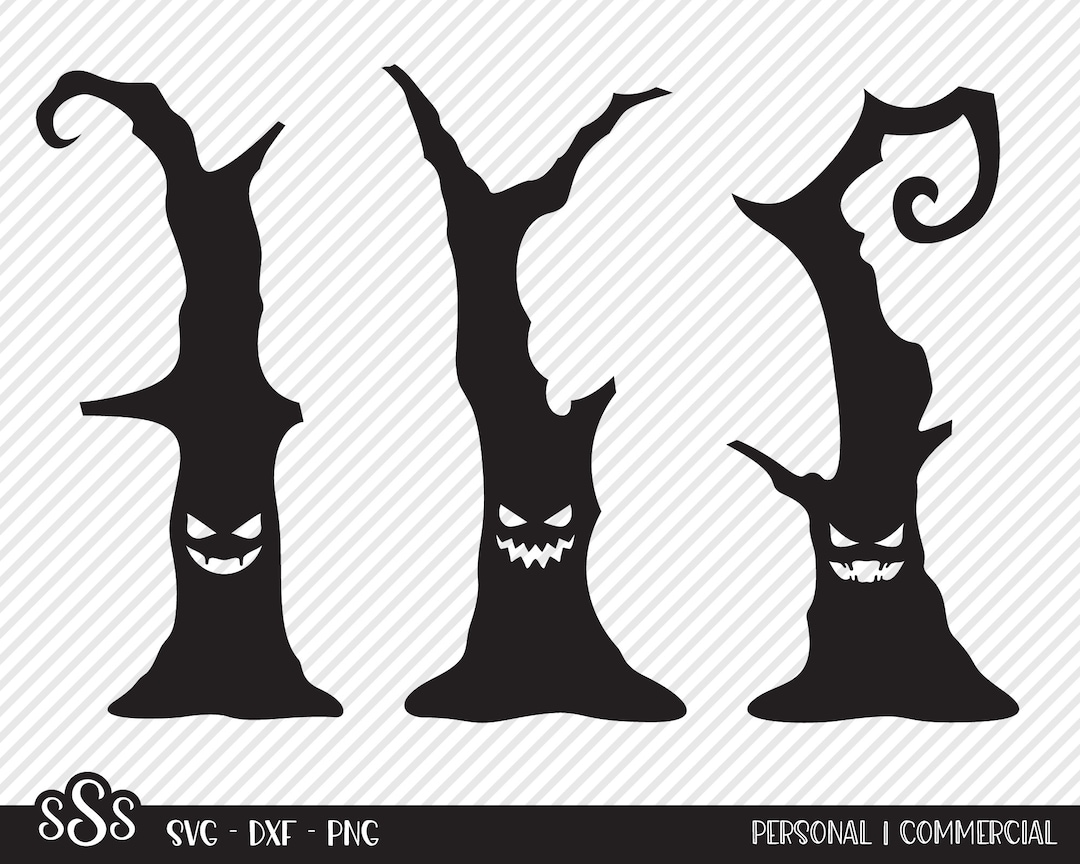 Spooky Tree Bundle SVG, Cut File, Halloween Shirt Design, Scary Face