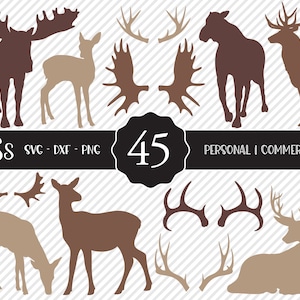 Outdoor Bundle SVG, Cut File, Geweih Shirt Design, Hirsch, Elch, Elch, Buck Horns, Cabin Decor, Cricut, Silhouette, DXF, PNG