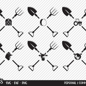 Farm Tools SVG, Cut File, Barn, Farmhouse, Farm Life, Country Shirt Design, Pig, Cow, Chicken, Barnyard, Ranch, Cricut, Silhouette, DXF, PNG