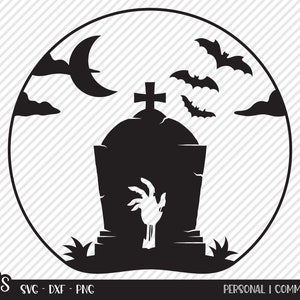 Zombie Tombstone SVG, Cut File, Halloween Shirt Design, Kerkhof Rip Grafsteen, Haunted House Decor, Cross, Cricut, Silhouette, DXF, PNG