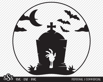 Zombie Tombstone SVG, Cut File, Halloween Shirt Design, Graveyard Rip Gravestone, Haunted House Decor, Cross, Cricut, Silhouette, DXF, PNG