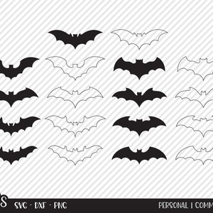 Vampire Bat Bundle SVG, Cut File, Halloween Shirt Design Assets, Spooky Black Bats, Scary Haunted House Decor, Cricut, Silhouet, DXF, PNG