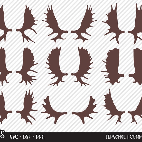 Moose Antler Bundle SVG, Cut File, Outdoor Shirt Design, Rustic Antlers, Bull Horns, Hunting Cabin Decor, Cricut, Silhouette, DXF, PNG